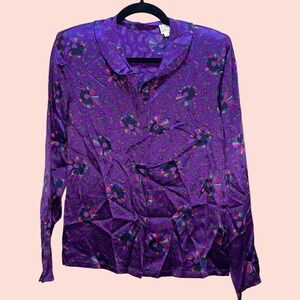 Vintage Deadstock Silk Top Psychedelic Goddess Print